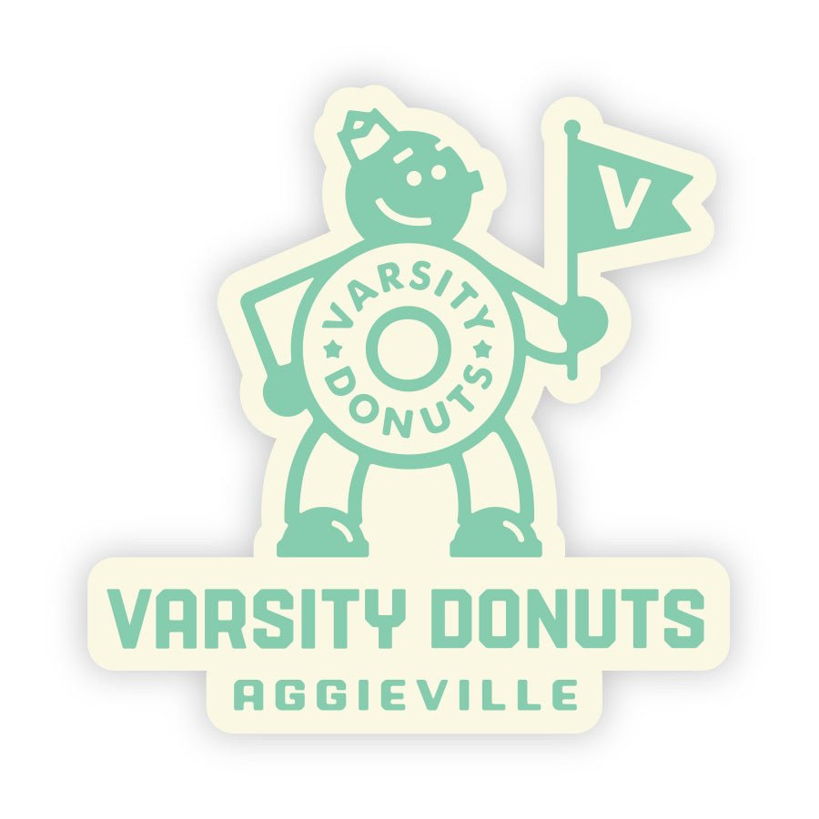 Our original Donut Man design on a sticker – Varsity Donuts